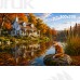 Tło fotograficzne „Jesienny domek nad jeziorem z liskiem” | J_273 Tło fotograficzne „Jesienny domek nad jeziorem z liskiem” | J_273